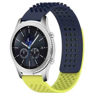 For Samsung Gear S3 Classic 22mm Holes Breathable 3D Dots Silicone Watch Band(Midnight Blue+Lime Green)