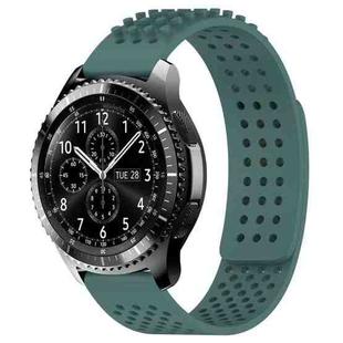 For Samsung Gear S3 Frontier 22mm Holes Breathable 3D Dots Silicone Watch Band(Olive Green)