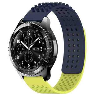 For Samsung Gear S3 Frontier 22mm Holes Breathable 3D Dots Silicone Watch Band(Midnight Blue+Lime Green)