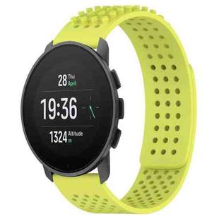 For SUUNTO 9 Peak Pro 22mm Holes Breathable 3D Dots Silicone Watch Band(Lime Green)