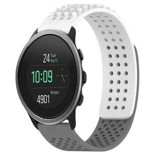 For SUUNTO 5 Peak 22mm Holes Breathable 3D Dots Silicone Watch Band(White+Grey)