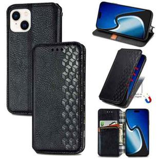 For iPhone 15 Pro Cubic Grid Pressed Magnetic Leather Phone Case(Black)