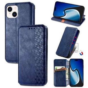 For iPhone 15 Pro Cubic Grid Pressed Magnetic Leather Phone Case(Blue)