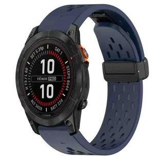 For Garmin Fenix 7S Pro 42mm Hole Folding Buckle 20mm Silicone Watch Band(Midnight Blue)