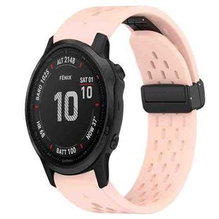 For Garmin Fenix 6S 20mm Folding Buckle Hole Silicone Watch Band(Pink)