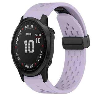 For Garmin Fenix 6S 20mm Folding Buckle Hole Silicone Watch Band(Purple)