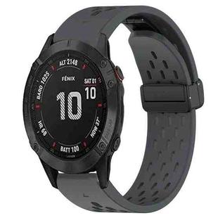 For Garmin Fenix 6S Pro 20mm Folding Buckle Hole Silicone Watch Band(Dark Gray)