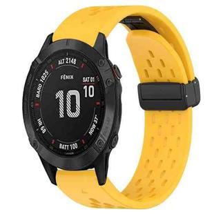 For Garmin Fenix 6S Pro 20mm Folding Buckle Hole Silicone Watch Band(Yellow)