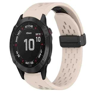 For Garmin Fenix 6S Pro 20mm Folding Buckle Hole Silicone Watch Band(Starlight Color)