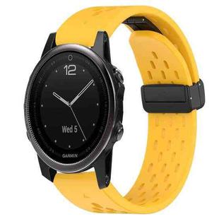 For Garmin Fenix 5S 20mm Folding Buckle Hole Silicone Watch Band(Yellow)