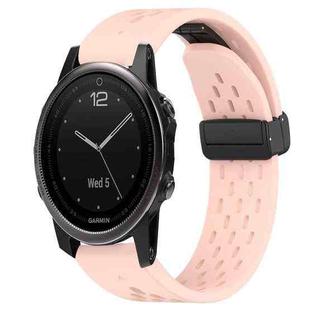 For Garmin Fenix 5S 20mm Folding Buckle Hole Silicone Watch Band(Pink)