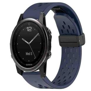 For Garmin Fenix 5S 20mm Folding Buckle Hole Silicone Watch Band(Midnight Blue)