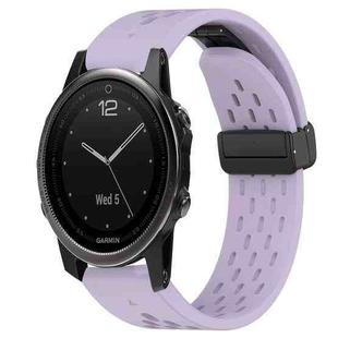 For Garmin Fenix 5S 20mm Folding Buckle Hole Silicone Watch Band(Purple)