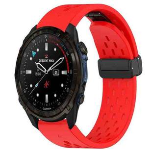 For Garmin Descent Mk3i 43mm 20mm Folding Buckle Hole Silicone Watch Band(Red)