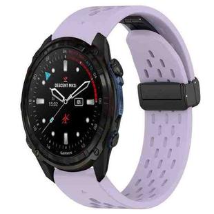 For Garmin Descent Mk3i 43mm 20mm Folding Buckle Hole Silicone Watch Band(Purple)