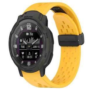 For Garmin Instinct Crossover Solar 22mm Folding Buckle Hole Silicone Watch Band(Yellow)