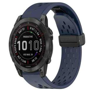 For Garmin Fenix 7 Sapphire Solar 22mm Folding Buckle Hole Silicone Watch Band(Midnight Blue)