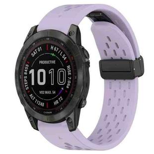 For Garmin Fenix 7 Sapphire Solar 22mm Folding Buckle Hole Silicone Watch Band(Purple)