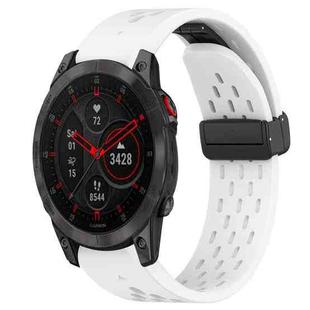 For Garmin Epix Gen 2 22mm Folding Buckle Hole Silicone Watch Band(White)