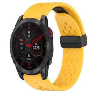 For Garmin Epix Gen 2 22mm Folding Buckle Hole Silicone Watch Band(Yellow)