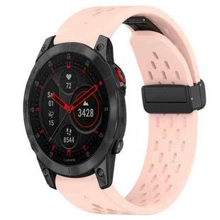 For Garmin Epix Gen 2 22mm Folding Buckle Hole Silicone Watch Band(Pink)