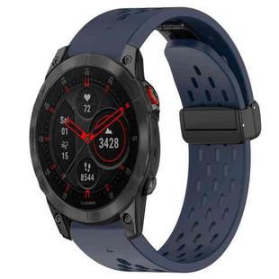 For Garmin Epix Gen 2 22mm Folding Buckle Hole Silicone Watch Band(Midnight Blue)