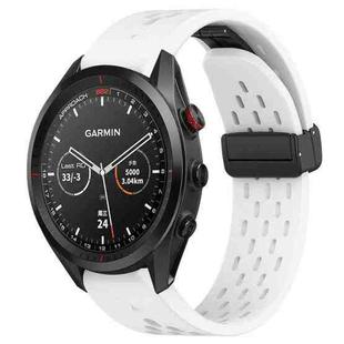 For Garmin Approach S62 22mm Folding Buckle Hole Silicone Watch Band(White)