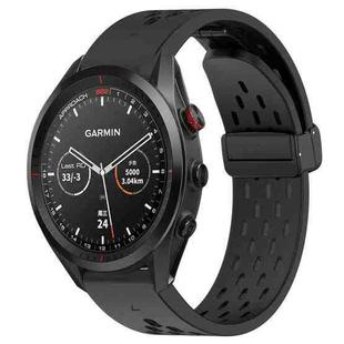 For Garmin Approach S62 22mm Folding Buckle Hole Silicone Watch Band(Black)