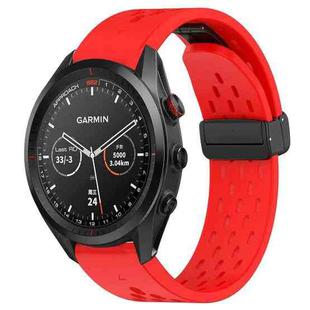 For Garmin Approach S62 22mm Folding Buckle Hole Silicone Watch Band(Red)