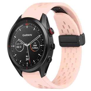 For Garmin Approach S62 22mm Folding Buckle Hole Silicone Watch Band(Pink)
