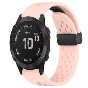 For Garmin Fenix 6 GPS 22mm Folding Buckle Hole Silicone Watch Band(Pink)