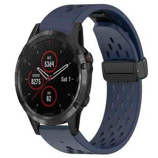 For Garmin Fenix 5 22mm Folding Buckle Hole Silicone Watch Band(Midnight Blue)