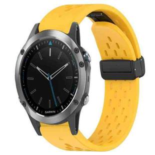 For Garmin Quatix 5 22mm Folding Buckle Hole Silicone Watch Band(Yellow)