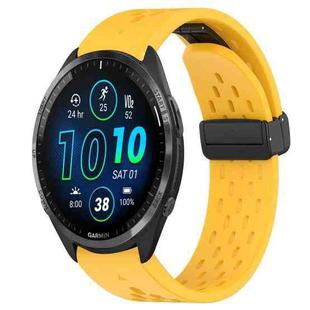 For Garmin Forerunner 965 Hole Folding Buckle 22mm Silicone Watch Band(Yellow)