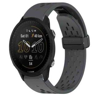 For Garmin Forerunner 955 22mm Folding Buckle Hole Silicone Watch Band(Dark Gray)