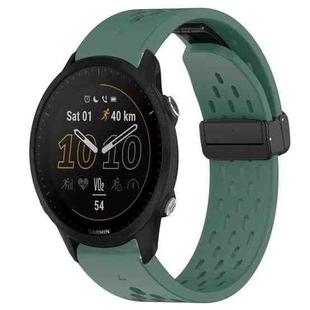 For Garmin Forerunner 955 22mm Folding Buckle Hole Silicone Watch Band(Dark Green)