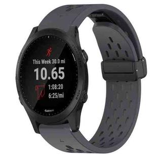 For Garmin Forerunner 945 22mm Folding Buckle Hole Silicone Watch Band(Dark Gray)