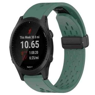 For Garmin Forerunner 945 22mm Folding Buckle Hole Silicone Watch Band(Dark Green)