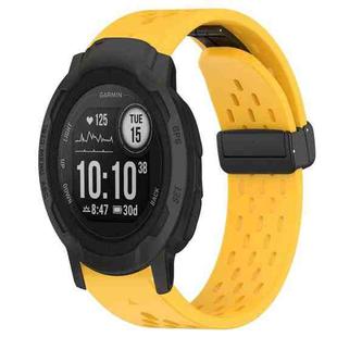 For Garmin Instinct 2 22mm Folding Buckle Hole Silicone Watch Band(Yellow)