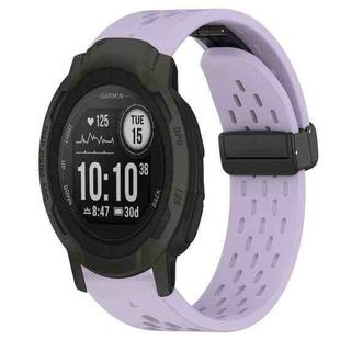 For Garmin Instinct 2 Hole Folding Buckle 22mm Silicone Watch Band(Purple)