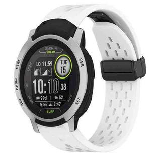 For Garmin Instinct 22mm Folding Buckle Hole Silicone Watch Band(White)