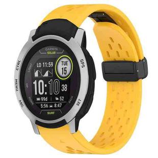 For Garmin Instinct 22mm Folding Buckle Hole Silicone Watch Band(Yellow)