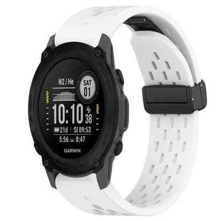 For Garmin Descent G1 22mm Folding Buckle Hole Silicone Watch Band(White)