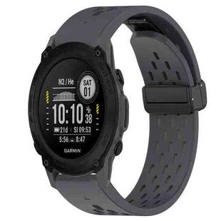 For Garmin Descent G1 22mm Folding Buckle Hole Silicone Watch Band(Dark Gray)