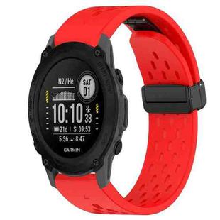 For Garmin Descent G1 22mm Folding Buckle Hole Silicone Watch Band(Red)