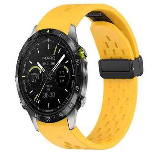 For Garmin MARQ Athlete Hole Folding Buckle 22mm Silicone Watch Band(Yellow)