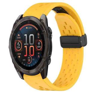 For Garmin Fenix 8 AMOLED 47mm Hole Folding Buckle 22mm Silicone Watch Band(Yellow)