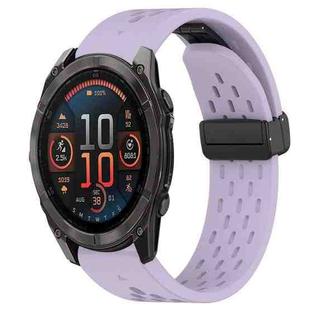 For Garmin Fenix 8 AMOLED 47mm Hole Folding Buckle 22mm Silicone Watch Band(Purple)