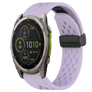 For Garmin Fenix 8 MIP 47mm Hole Folding Buckle 22mm Silicone Watch Band(Purple)