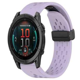 For Garmin Fenix E 47mm Hole Folding Buckle 22mm Silicone Watch Band(Purple)